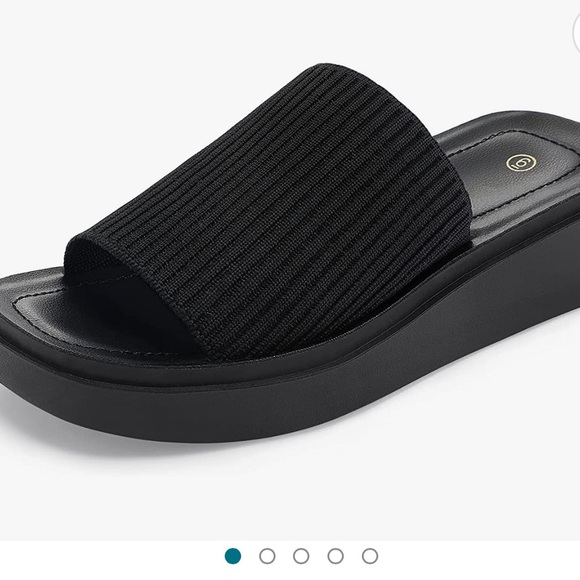 Elastic Knit Platform Sandals Summer Slip On Open Toe - Picture 2 of 12